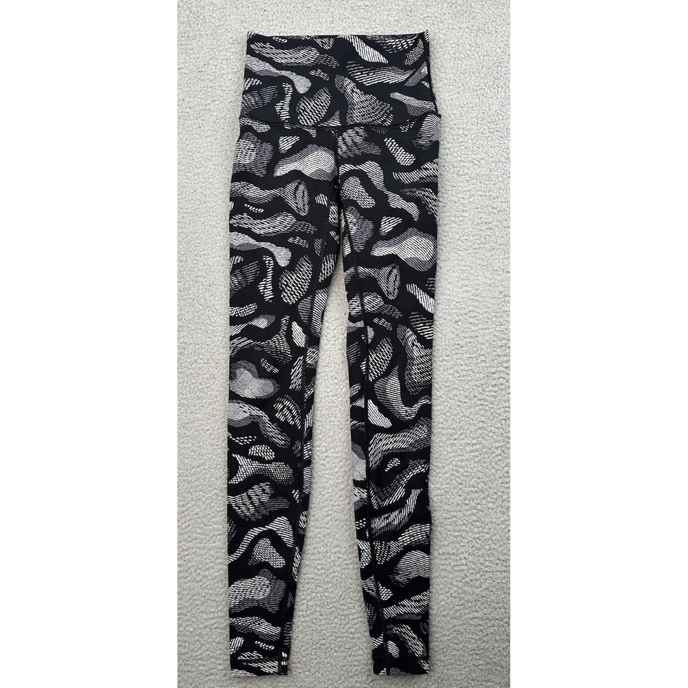 Lululemon Wonder Under Leggings Women's Size 4 Black White Geometric